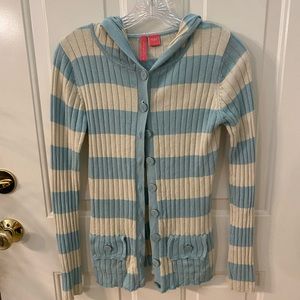 Charlotte Tarantola blue and cream hoodie, size S